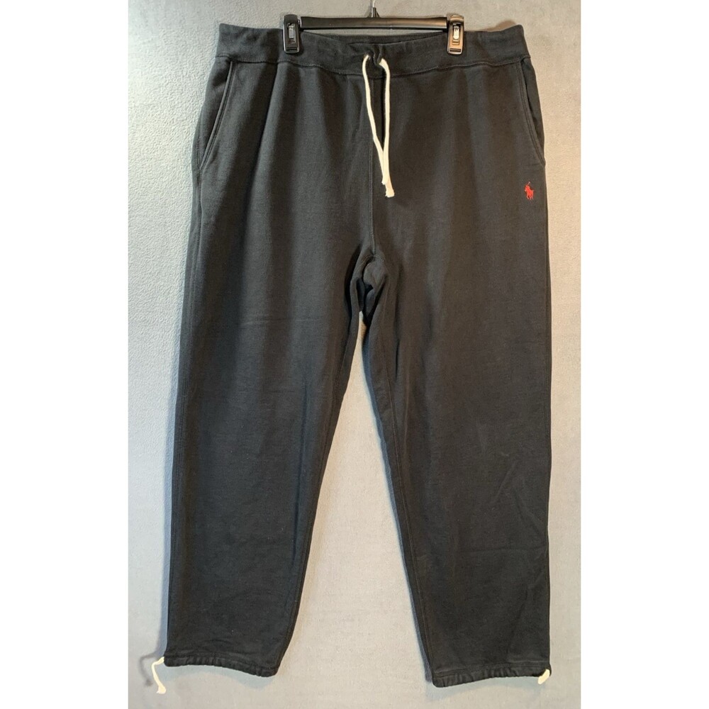 Polo Ralph Lauren Fleece Sweatpants Mens XLT Black Red Pony Big Tall Drawstring